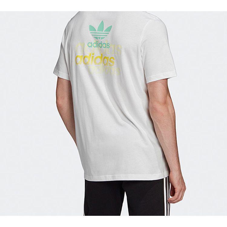 Adidas Originals Trefoil Front And Back Logo Sports Short Sleeve T-Shirt Men Tops White FM3348