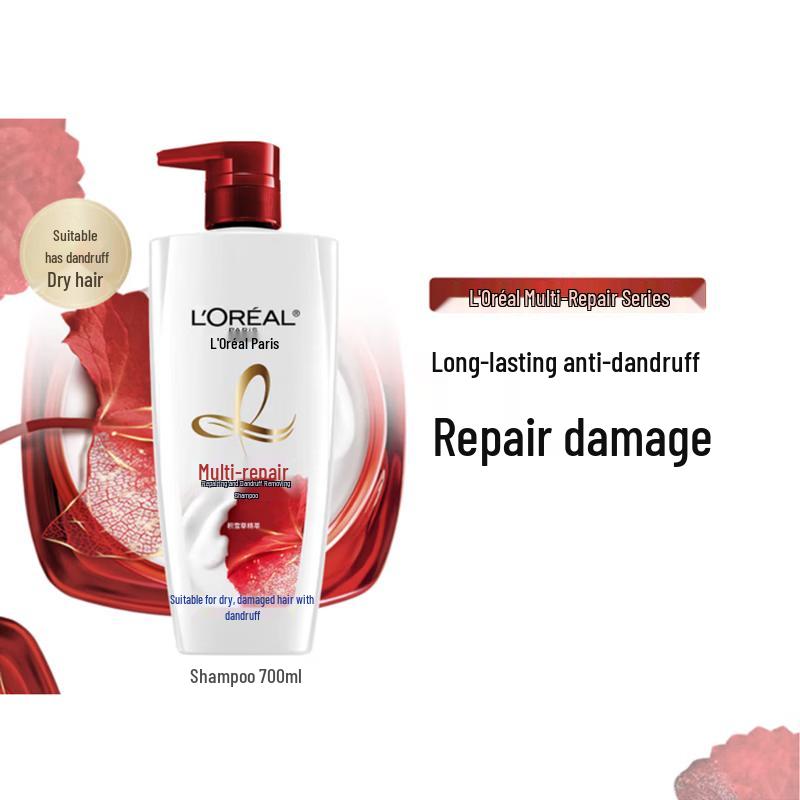L'Oréal Multi-Action Repair Anti-Dandruff Silicone-Free Shampoo 700ml 2-Pack