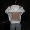 Dámská Oversized Mikina Průhledný Síťovaný Zadní Panel Pulovr Mikina Dlouhý Rukáv Průhledný Y2K Streetwear Módní Top