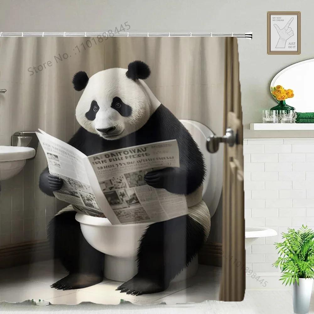 Lustiger Tier Duschvorhang Badewanne Yak Kuh Esel Dschungel Wildtiere Modern Minimalistisch Toilette Lesen Ziege Badezimmer Duschvorha