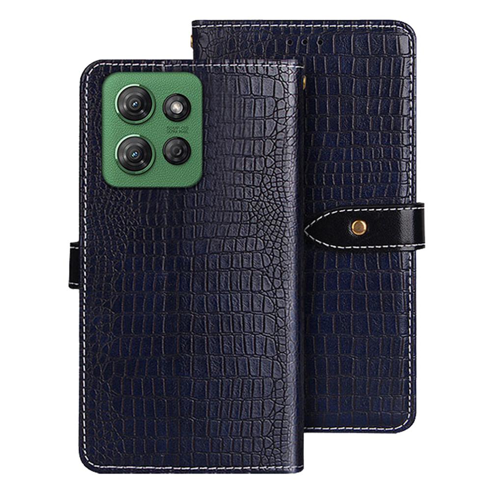 

For Motorola Moto G Power (2025) Case Crocodile Texture PU Leather Flip Phone Cover Blue