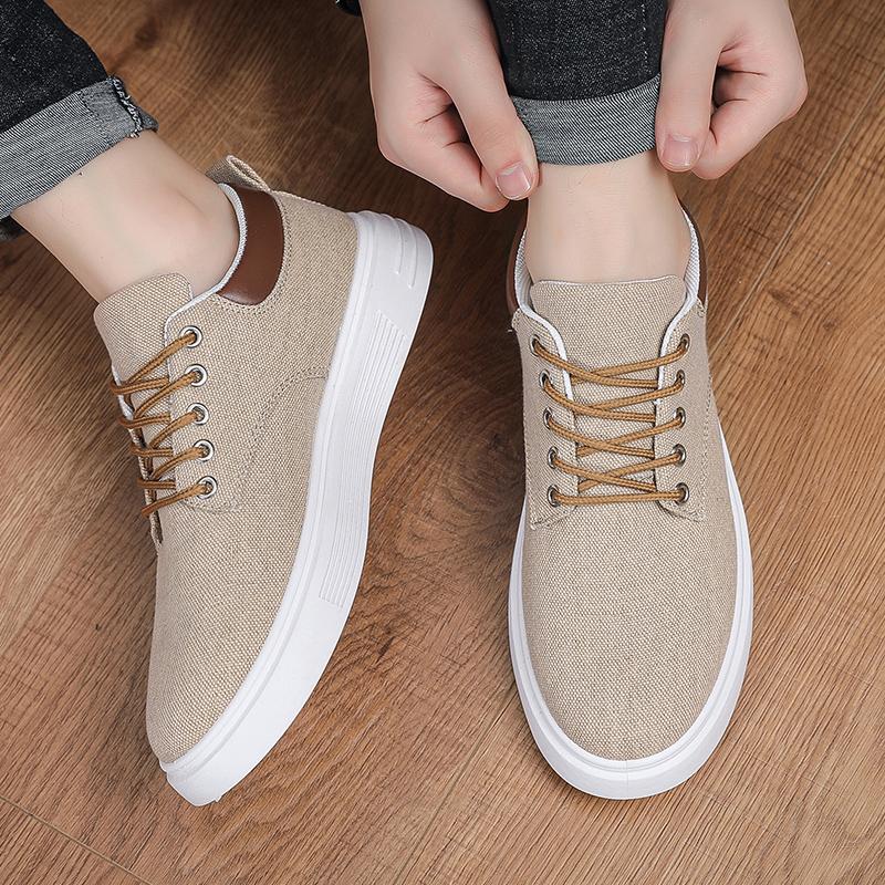 Men Canvas Shoes Lace-Up Casual Sneakers Autumn Flat Sole Breathable Walking Shoes Daily Streetwear Footwear 39-44 cheap