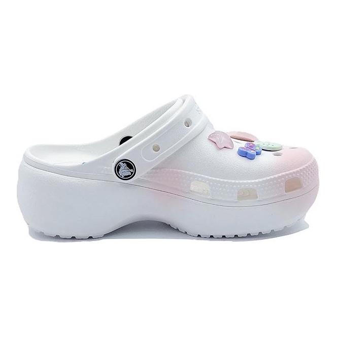 Crocs Classic Platform Lined Clog Childish Pink EVA Fashion Hole Shoes Women's White Pink