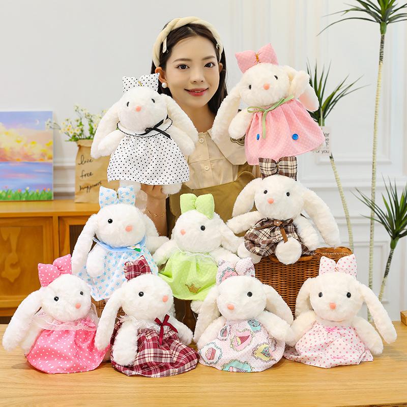 New flower skirt lop-eared rabbit plush toy doll cute dressing rabbit eight-inch doll girl gift