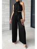 Damen Sommer 2023 Ärmelloses Crop-Top & Weitbeinige Hosen Set