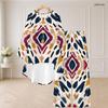 Women Plus Size Round Neck Long Sleeve Printed High Low Top Wide Leg Pants Two Piece Set