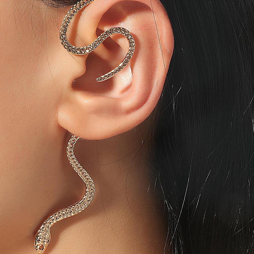 Retro Snake-Shaped Winding Ear Hook: Unique, Alloy, No-Piercing, Versatile.