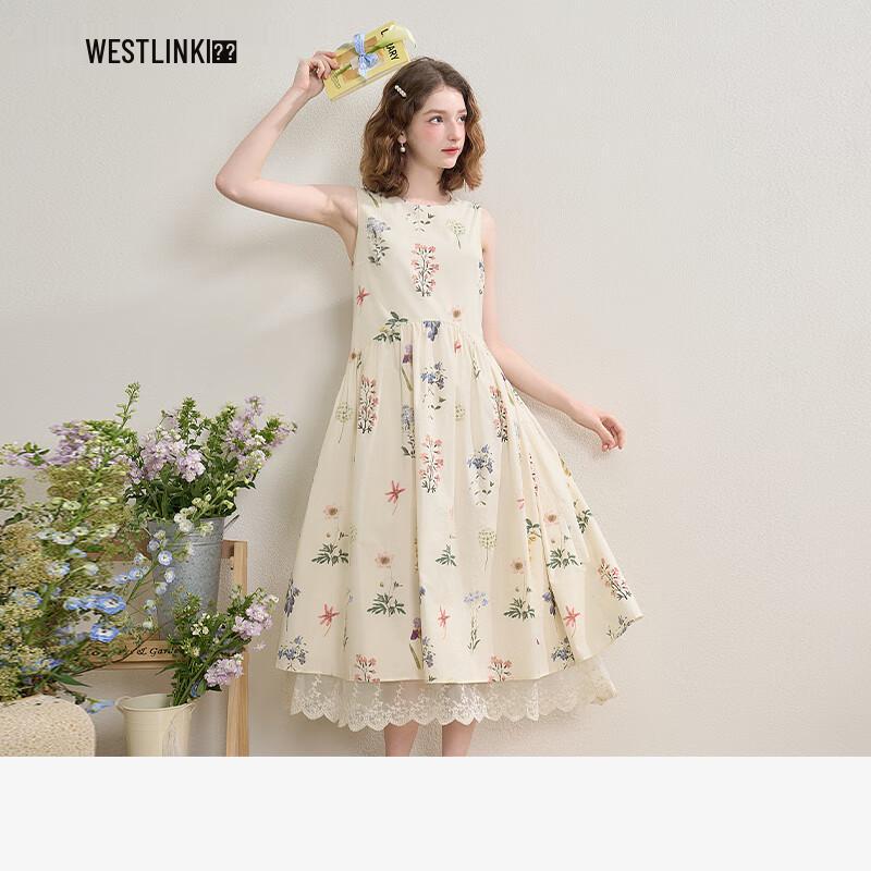 

Женское платье в курортном стиле Xiyu без рукавов с ботаническим принтом XL