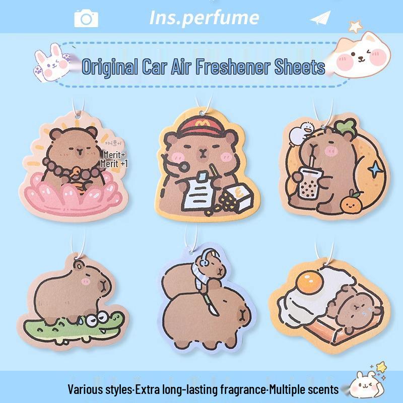 Car Scented Paper Freshener - Cute, Long-lasting Fragrance Odor Eliminator Pendant for Car Interior