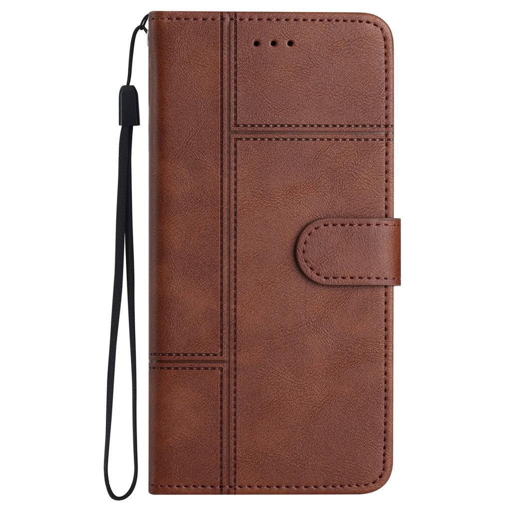 For iPhone 16 Pro Max Case Line Imprinted PU Leather Wallet Phone Cover