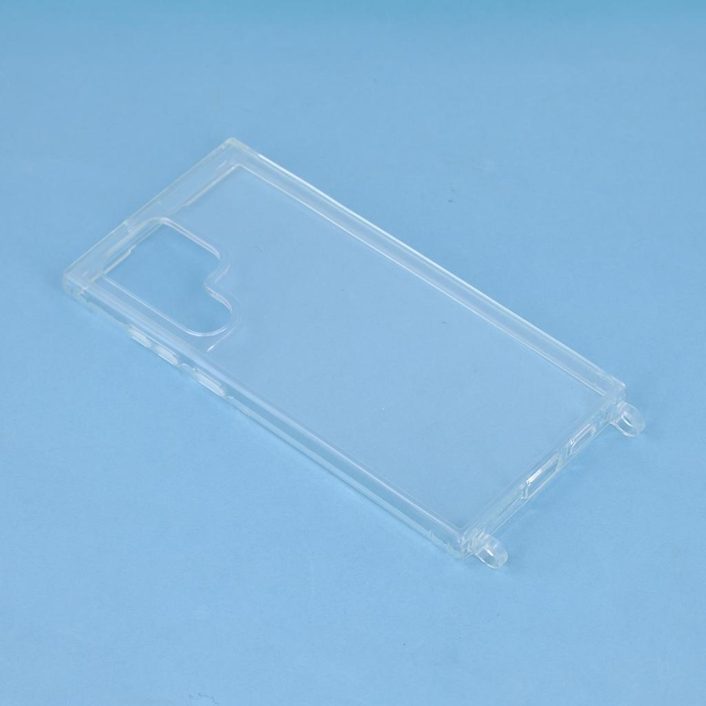For Samsung Galaxy S22 Ultra 5G Clear Case TPU+PC Protective Phone Back Cover with With Shoulder Strap