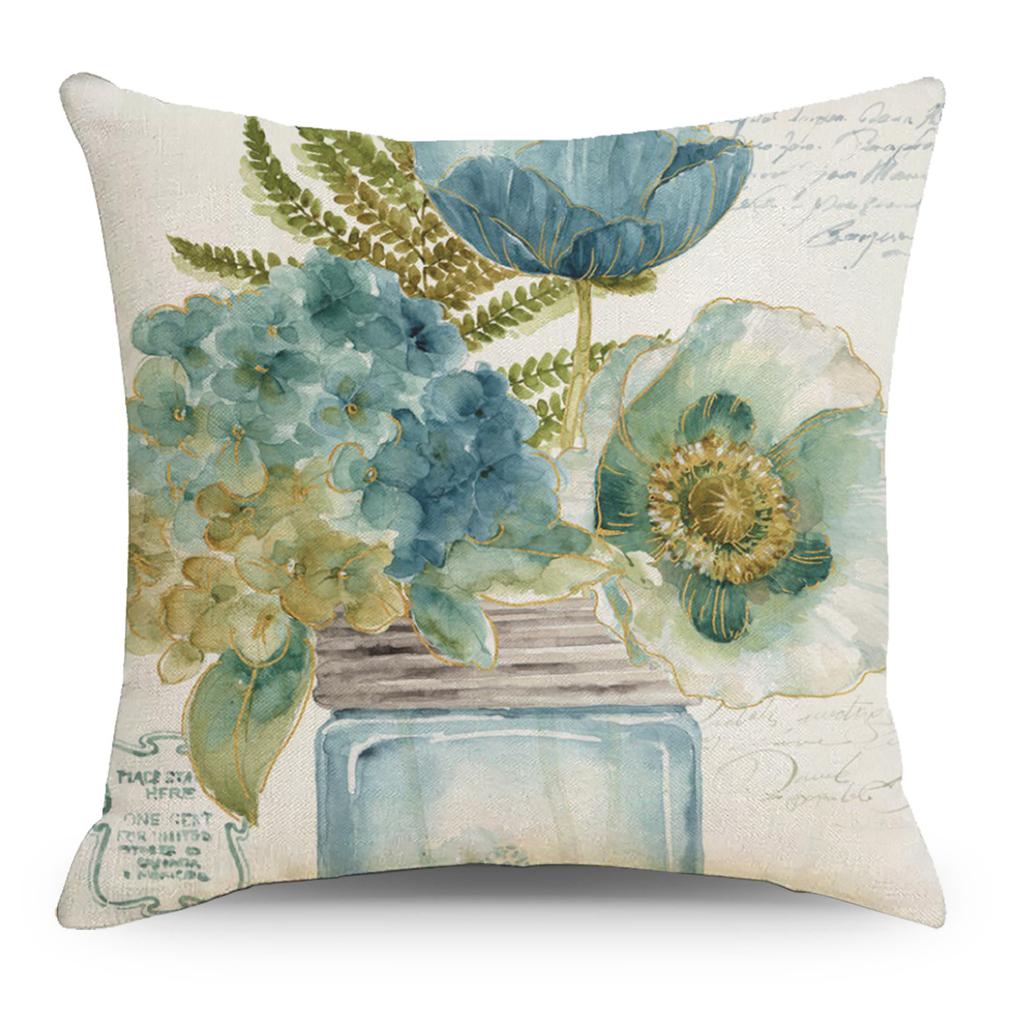 Art Floral Cotton and Linen Pillow Case Car Pillow Sofa Cushion