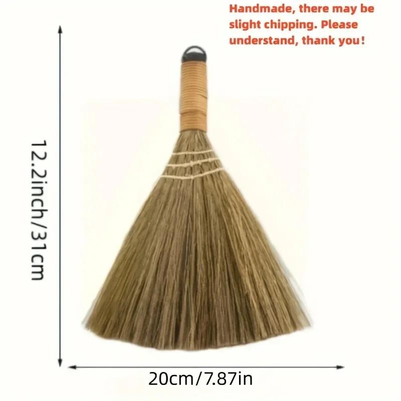 1pc Handmade Grass Broom, Small Handmade Dust Broom, Cleaning Tools, For Housekeeping Services Offices Hotels