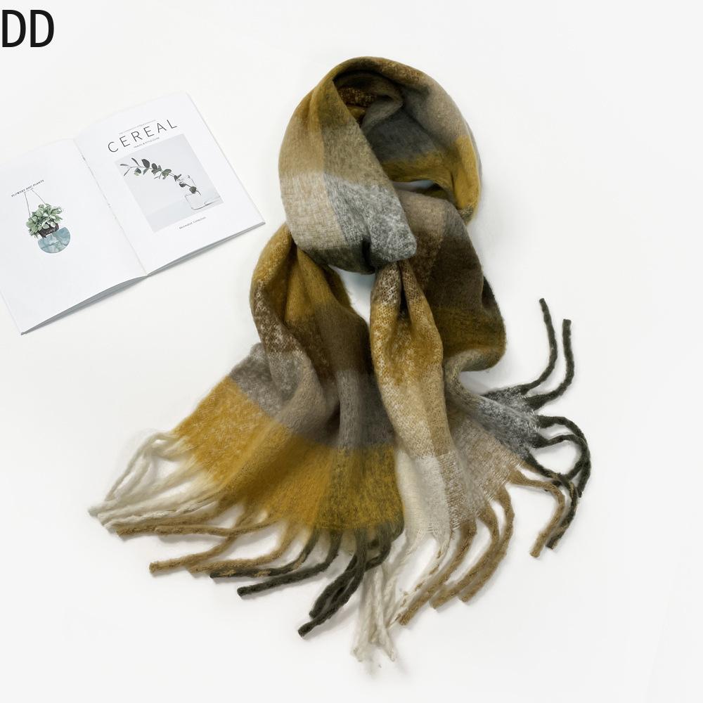 Chic Women Scarf Autumn Winter Mohair Versatile Luxury Green European Shawl Female Soft Warm Thermal Muffler Ladies Y2K Style