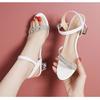 Crystal thick heel one-button open-toed sandals 2025 summer new rhinestone fashion Roman shoes wear versatile sandals