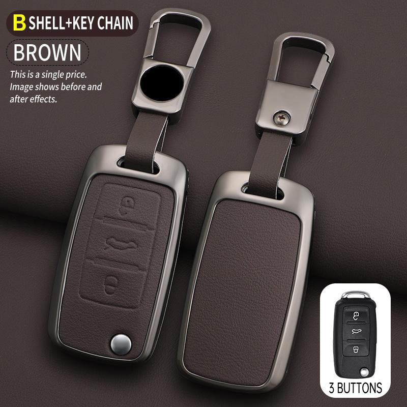 Modelegerat bilnyckelfodral till VW Volkswagen Polo Tiguan Passat B5 B6 B7 Golf 4 5 6 MK6 Jetta Lavida Skoda Octavia Seat
