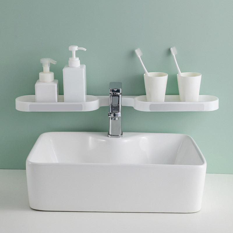 Punch-free Bathroom Shelves Revolving Rack Wall-mounted Foldable Corner Shower Storage Holder Kitchen Wall Rack Organizer