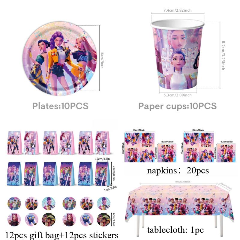 Decoración para Fiesta de Cumpleaños Kpop Vajilla Set Suministros para Fiesta de Cumpleaños Globos Topper para Pastel Bandera Colgante Vasos Decoración Fiesta K-pop