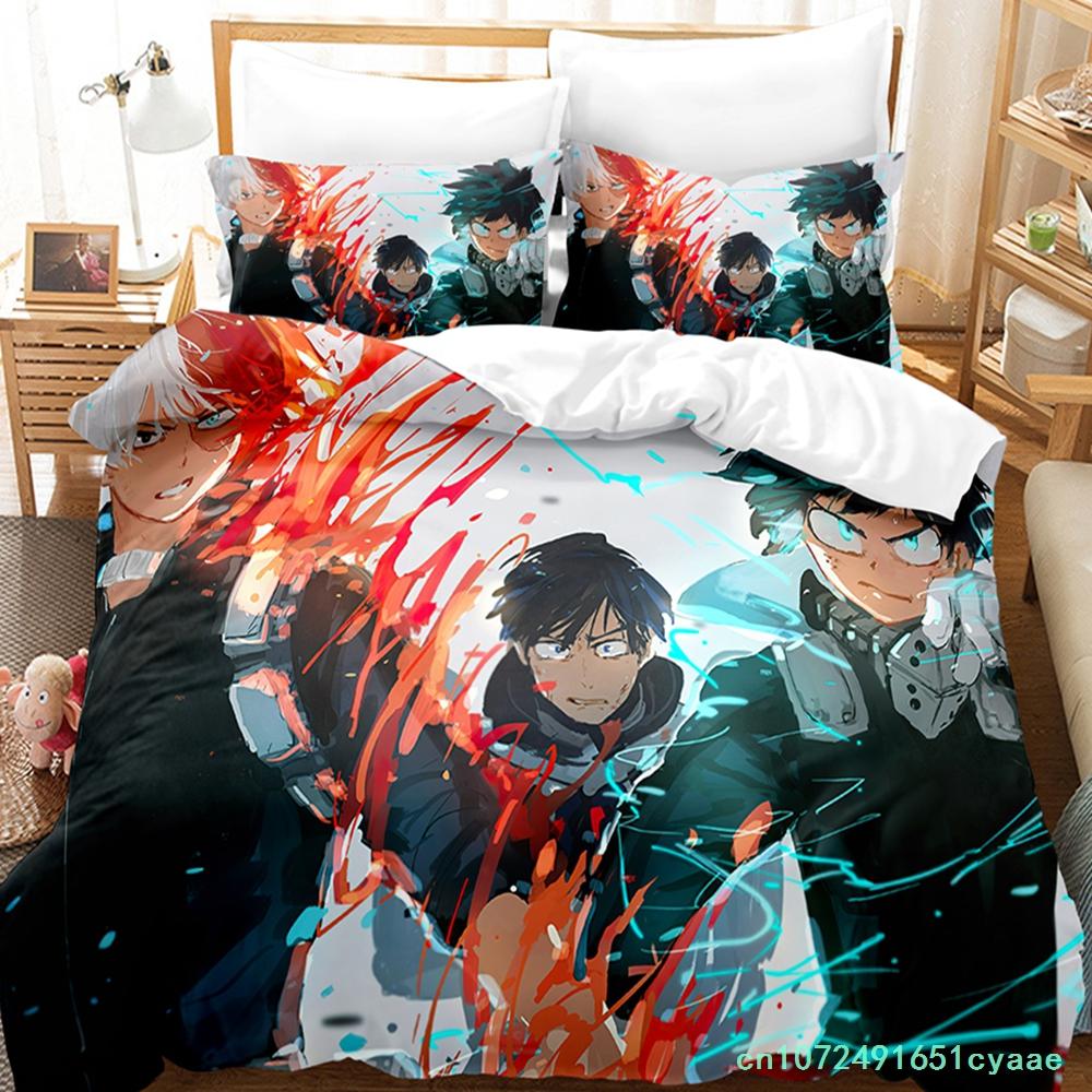 2014 My Hero Academia Bedding Set Single Twin Full Queen King Size Kawaii Bed Set Teenagers Bedroom Duvetcover Sets 3D Print 034