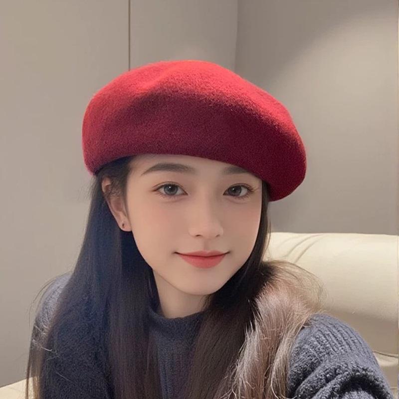 Women'S Wool Beret | Face Slimming Winter Warm | Solid Color Cashmere Blend | Vintage Painter Hat
