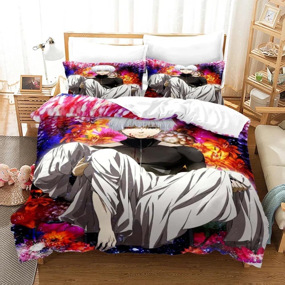 3D Printed Anime Tokyo Ghoul Comfortable Duvet Quilt Cover Pillowcase Bedding Set Children Bedroom Decoration Home Textile