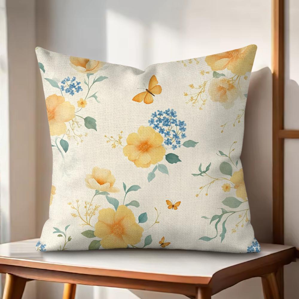

spring floral Cushion Cover Natural Linen Organic Fabric DoubleSided Printing Couch Pillow Covers Home Decor 30x30cm