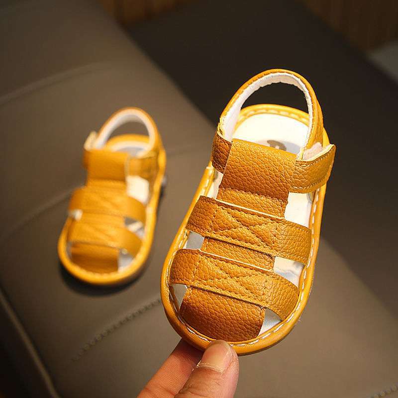 Summer baby sandals baby toddler shoes 0-1-2 years old men and women non-slip soft-soled princess shoes bag head called shoes