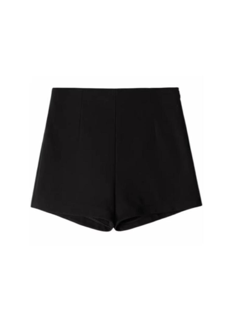 Petite Black High-Waisted Hip-Hugging Hot Pants for Slim, Tall Look – Women's Summer Outerwear Shorts