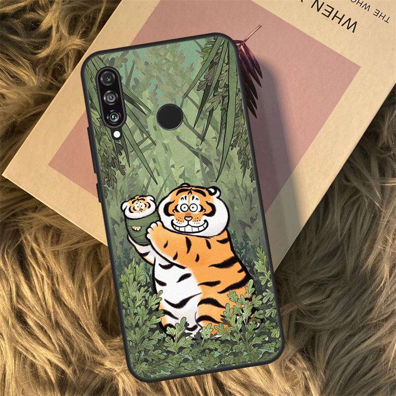 Cartoon Fat Tiger For Huawei Nova Y90 Y60 Y61 Y70 Y72 Y73 Y91 3i 7i 8i 11i 12i 9 10 SE P20 P30 P40 Lite Case