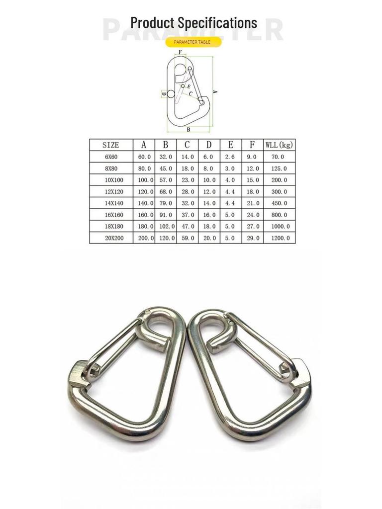 Sicherheitskarabiner aus Edelstahl und Hundeleinenclip M6/M8