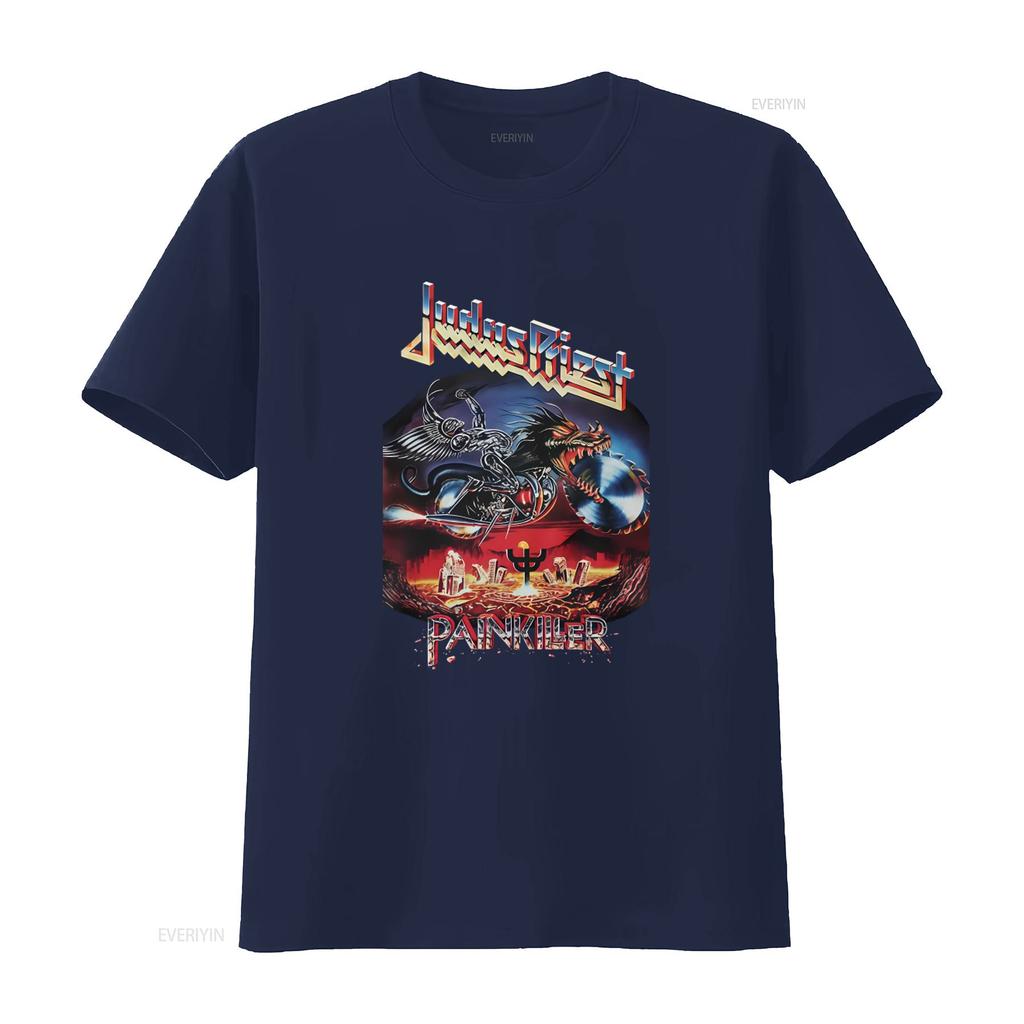 Heavy Metal Band Judas Priest Painkiller Cotton T Shirt for Men Rock Music Fans vintage Washed Stylish Versatile Soft homme