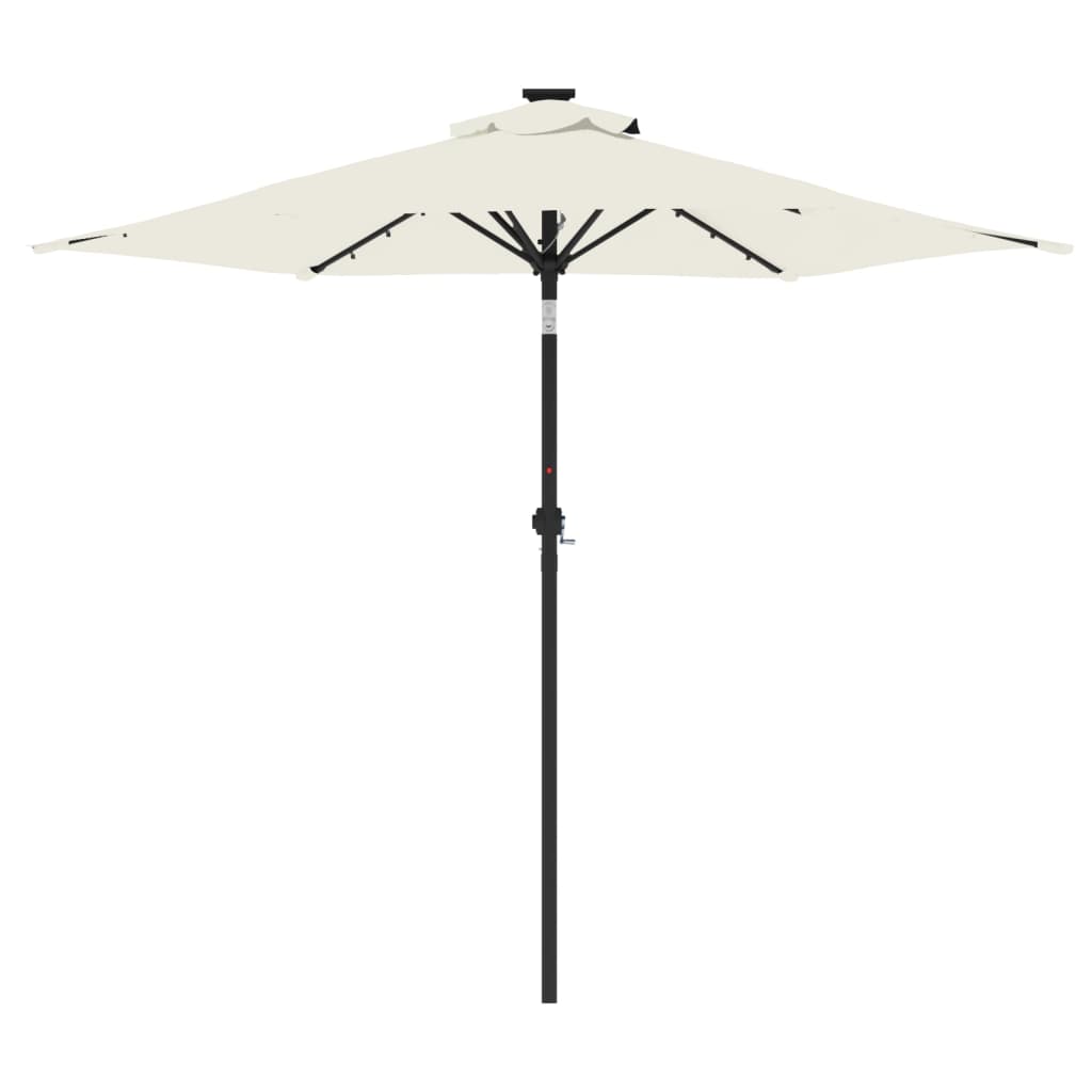 LED Sun Umbrella with Steel Pole White 225 x 225 x 212 cm