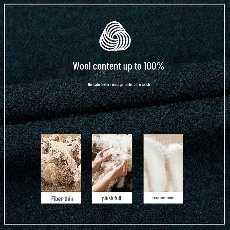 Taizi Men's Jacquard 100% Wool Pullover Sweater