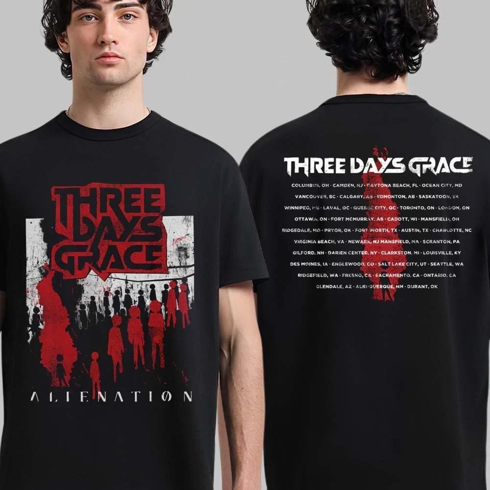 NUOVO! Three Days Grace Alienation Tour 2026 Merch Maglietta a Due Lati Tutte le Taglie S-5X