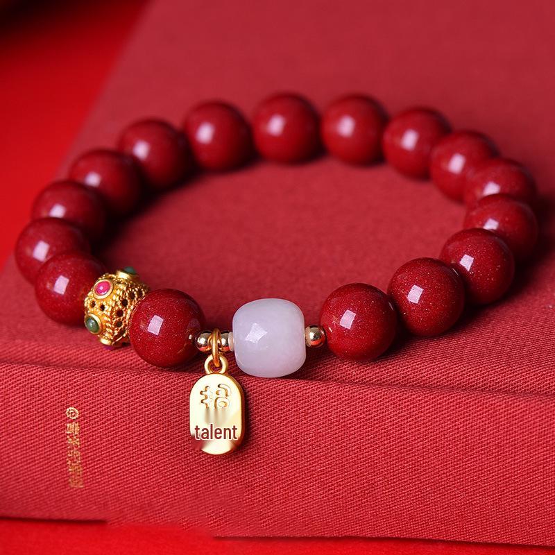Genuine Purple Gold Sand Cinnabar Bracelet for Women - Year of Birth Gift with Fu Card