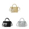 Minimalist Leather Shoulder Bag For Women With Stitching Details And Pearl Chain