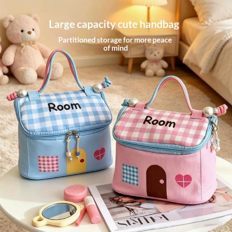 Waterproof Cosmetic Bag High Capacity House Shape for Travel Storage