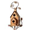 Handmade Iron Birdhouse Metal Garden Stakes Bird House Pole Stand Rustic Feeder Nesting Box for Outside Patio