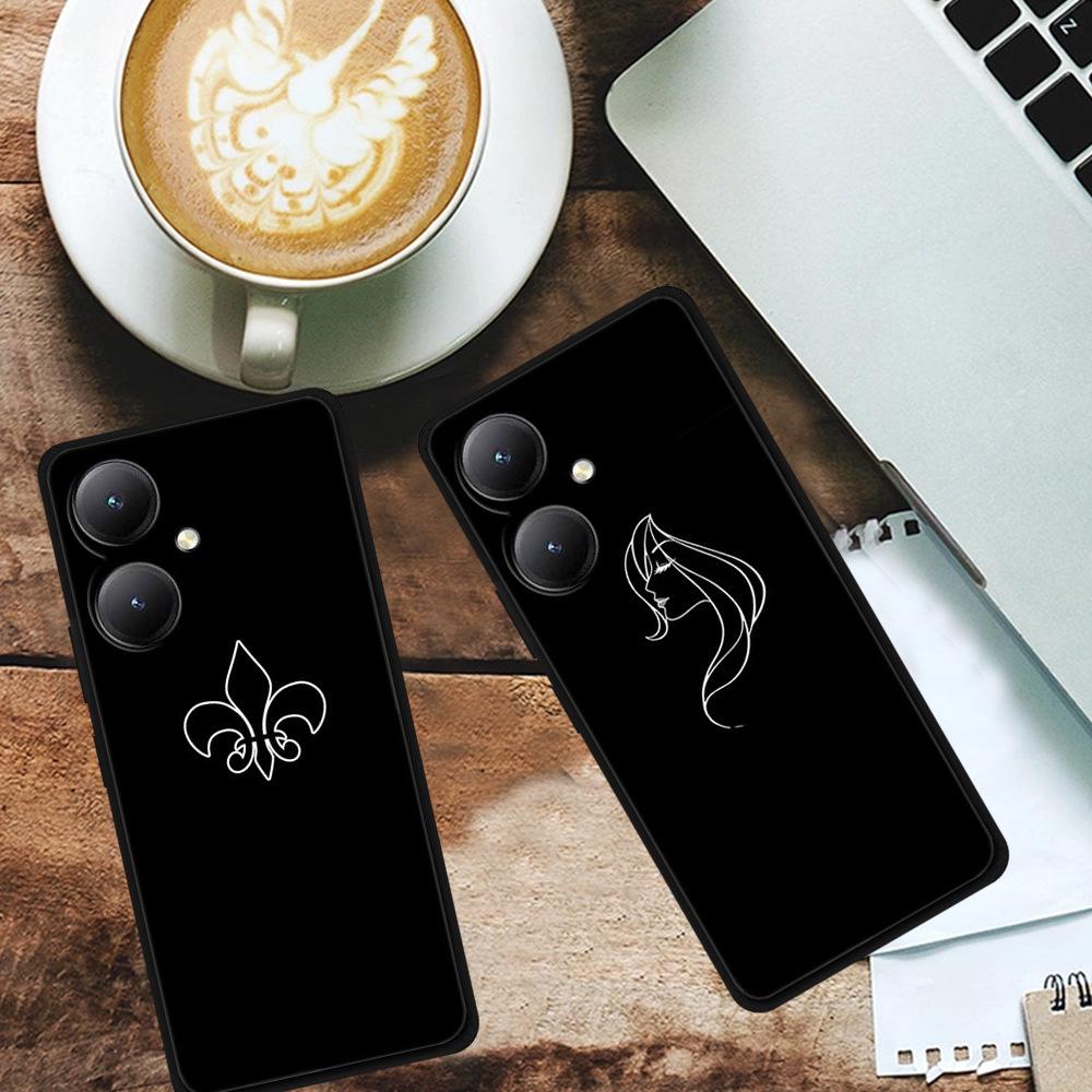 Black TPU Soft Case for Y27 4G, Y35, Y35m+, Y55T 5G Phones - Cross-Line Design