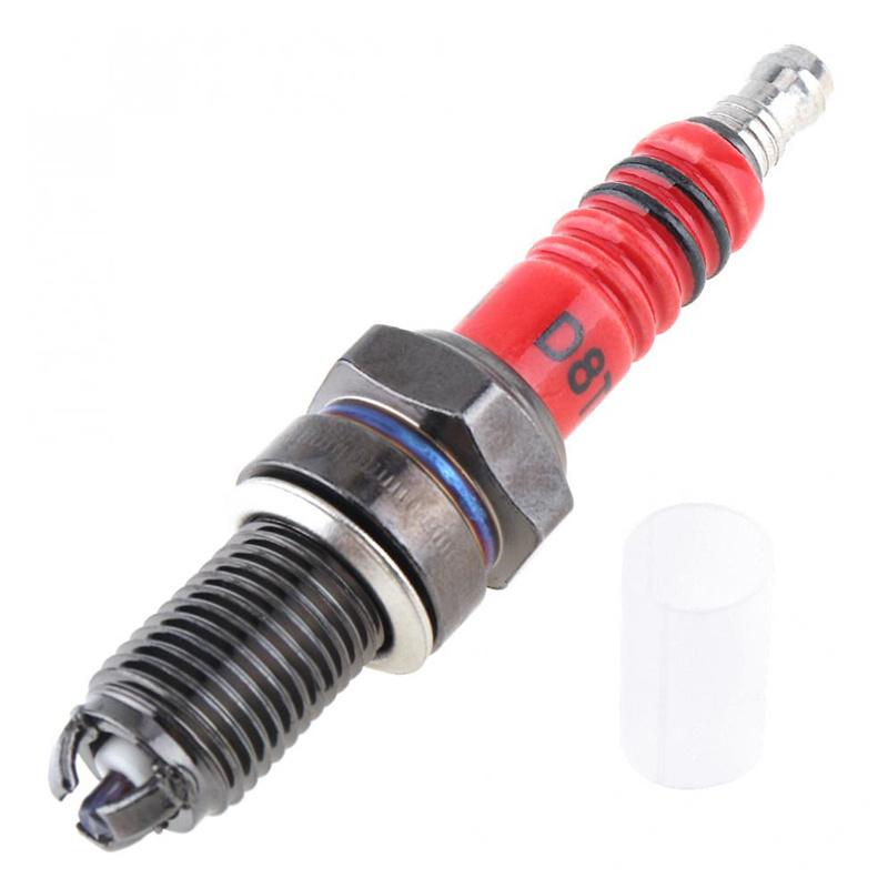 10PCS Motorcycle Spark Plugs D8TJC Multi-angle Ignition Red Head for CG 125cc 150cc 200cc 250cc Platinum Nozzles Spark Plugs