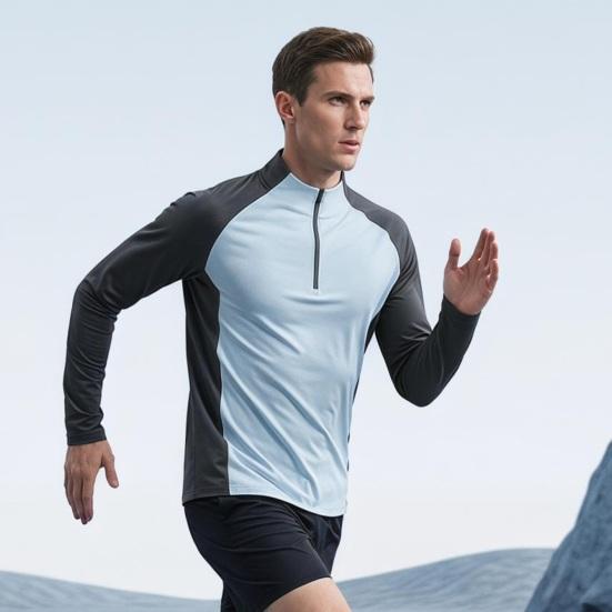 Men’s Active Quick Dry Summer Wear Casual Long Sleeve Shirts Half-zip