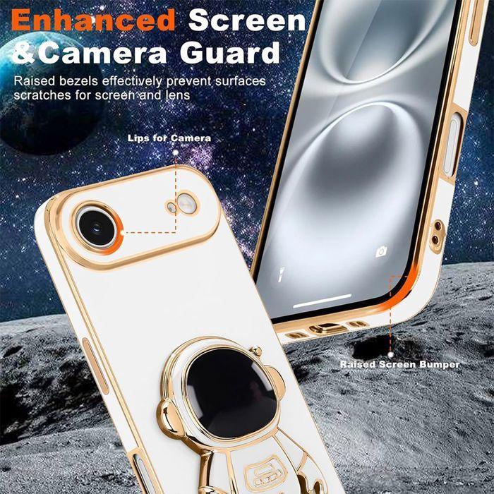 Coque pour iPhone Air, Protection Silicone Souple avec Support Motif Astronaute - Blanc