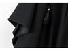 Women's Black Woolen Hooded Cloak Coat, Autumn 2022, Long Style, European American Design, with Hang Tag