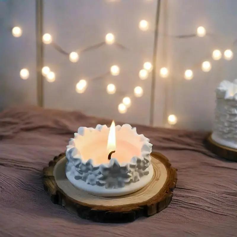 Elegant Flowers Silicone Mold Candle Cup Jar DIY Aromatherapy Holder Mould for Jewelry Storage And Concrete Candle Making