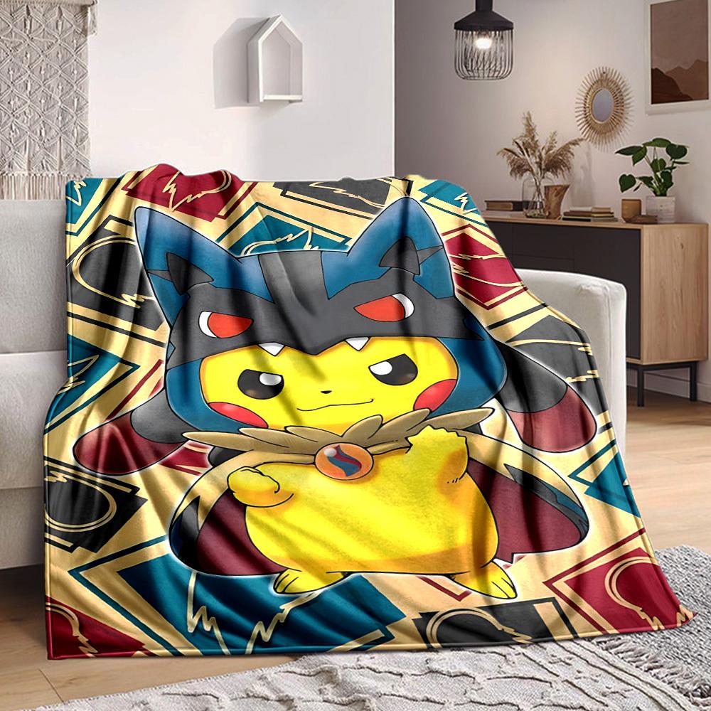 1pc Pokemon Pikachu Soft & Warm Flannel Blanket, Multi-Purpose Throw Blanket for Couch, Sofa, Office, Bed, Camping, Travel 126