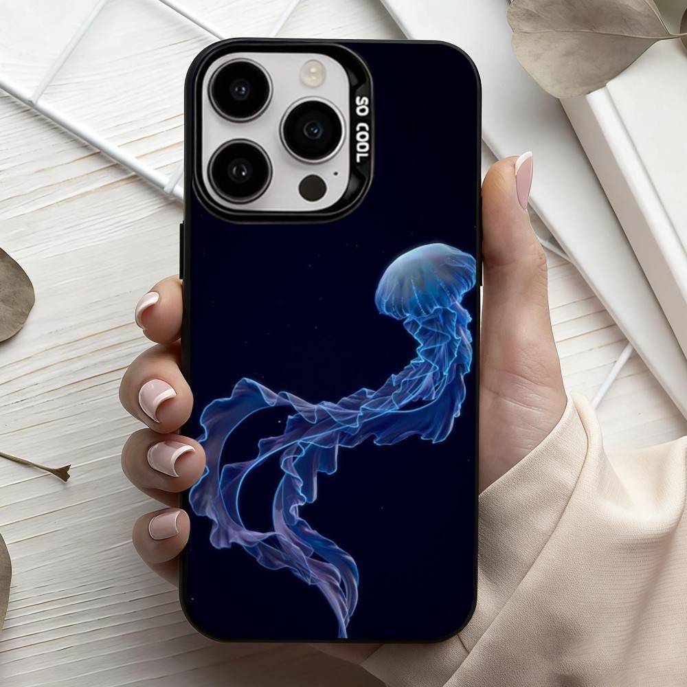 

Pink Jellyfish Tear Phone Case For iPhone17,16,15,14,13,12,11 Plus,Pro Max Black Candy Silver Plated Cover iPhone16se4