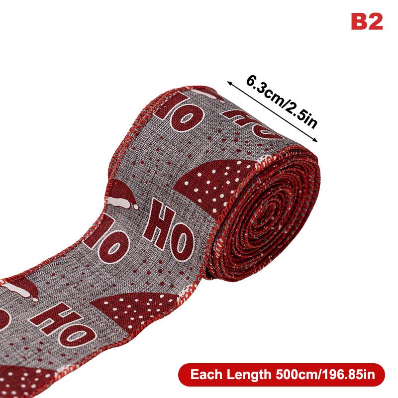 5M Christmas Ribbon Diy Christmas Tree Decoration Wreath Decoration Christmas Tree Snowflakes Snowman Pattern Xmas Holiday Decor