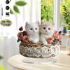 Bohemian Style Acrylic Cat Love Sculpture 2D Heart-Shaped Fantasy Desktop Decoration Clip Artistic Cat Theme Home Decor
