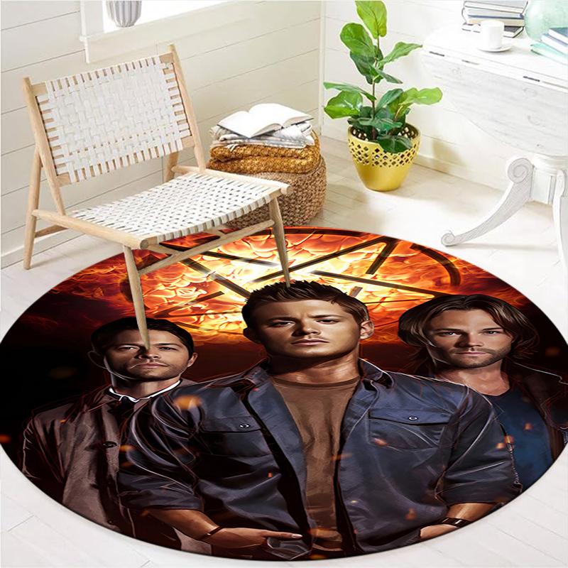 Supernatural Round Area Rug,Carpet Rug for Living Room Bedroom Sofa Playroom Decor,Non-slip Floor Mat