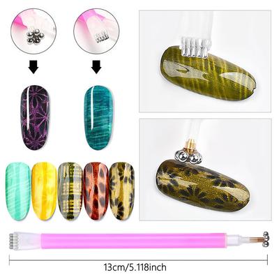 5 Stück Katzenaugen Starker Effekt Magnet Scheibe Magnetischer Stab UV Gel Lack Farbverlauf Stab Maniküre Nagelkunst 3D Tipps Werkzeuge Doppelkopf